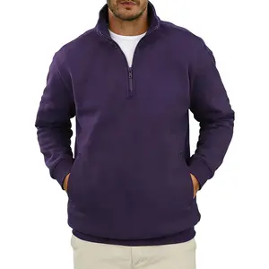 Men's Mock Neck Sweatshirts Men Fleece Quarter Zip Pullover Lightweight Half Zip Sweat Shirts With Pockets