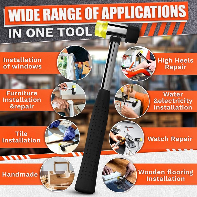 Small Rubber Mallet Hammer – 25 mm Lightweight Double-Sided Rubber and Plastic Head | Non-Slip Ergonomic Grip | Durable, Scratch-Free Tool for Jewelry Making & Repair, Valentine Craft, Furniture Setup