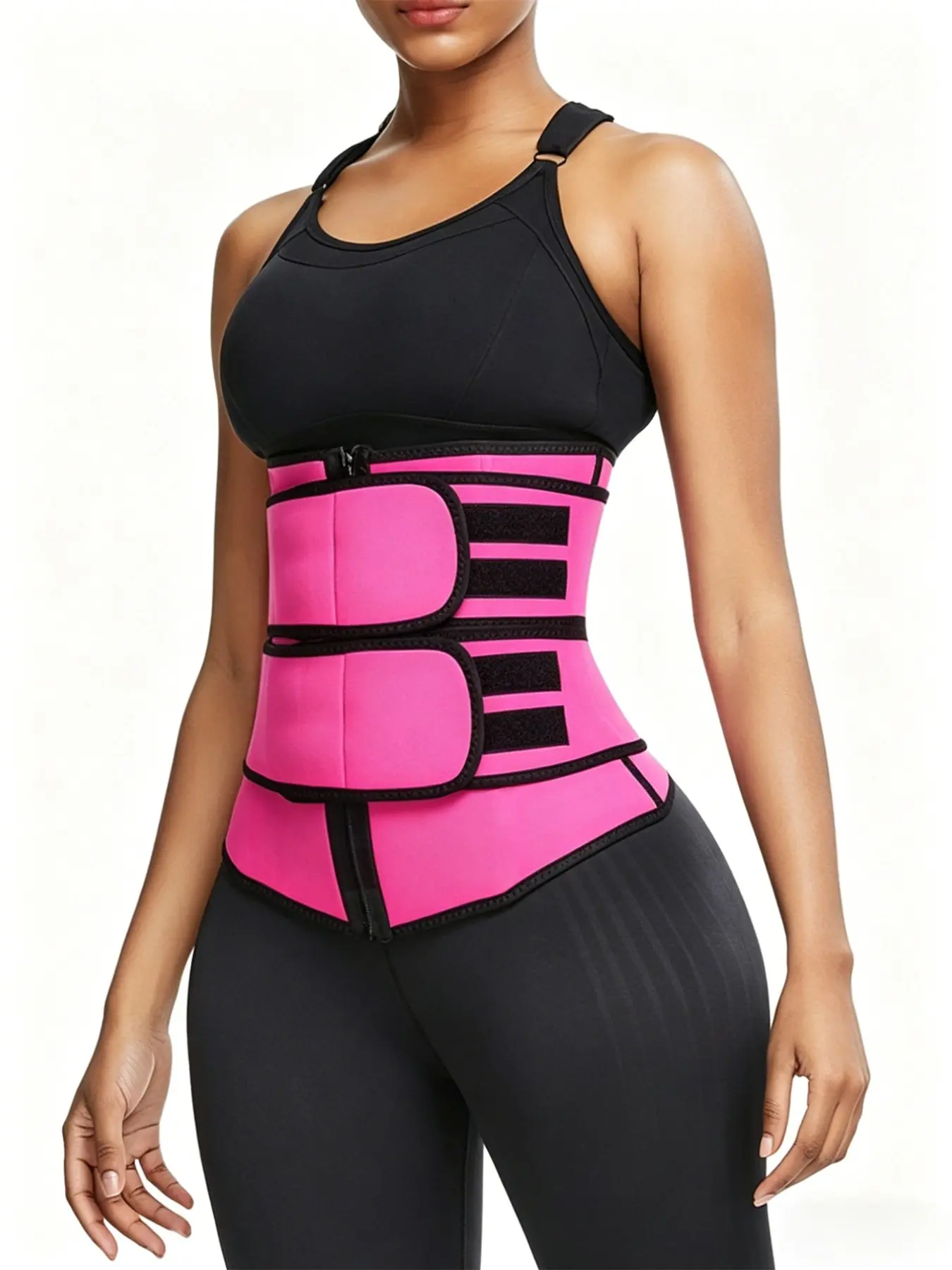 New Sweat Waist Belt for Women, Zipper Tummy Control Belt, Chloroprene Rubber Shapewear, Sports Dual Waist Belt, Slimming Waist Trainer, Fitness Waist Trainer, Workout Waist Trimmer, Workout Waist Cincher, Fitness Waist Band
