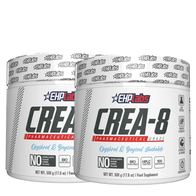 CREA-8 Creatine Monohydrate Twin Pack | 2 x 500g Micronized Creatine | Unflavored | Strength & Recovery Support | Best Value Bulk Bundle, Clean, Fitness, Supplement