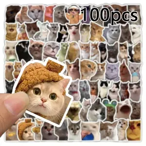 100 Unique Cute Cat Stickers Pack, Fun Cat Designs for Journals, Laptops, Projects, Paper Material, Humorous Art Stickers
