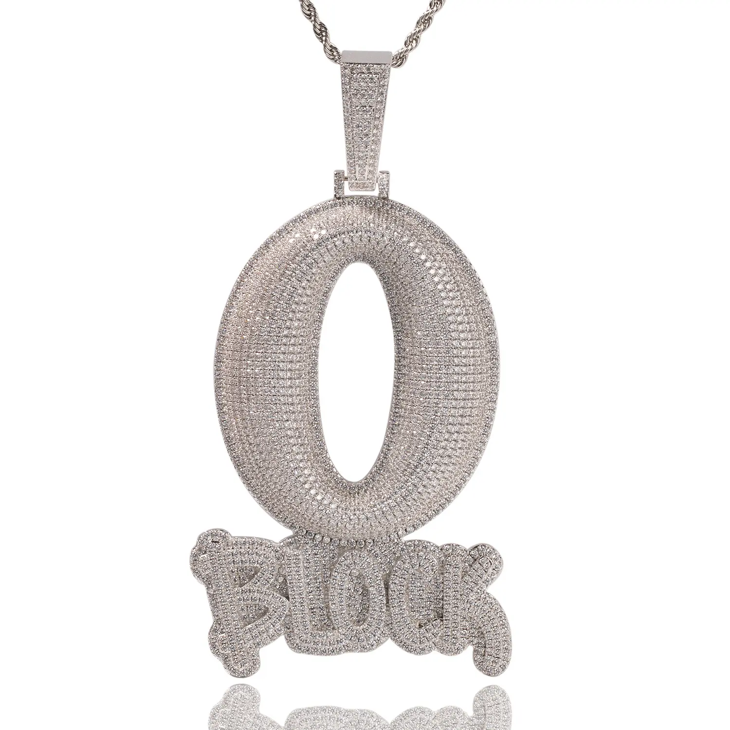 O Block Letter Pendant Iced Out Statement Charm for Hip Hop Streetwear Vibe with Sparkling Details