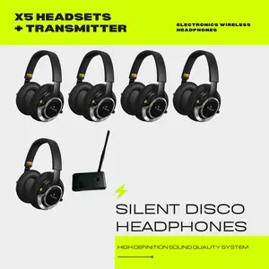 Kalm Ultimate Silent Disco TikTok Party Bundle: Inflatable Screen, 4K Projector, Silent Disco Headphones with Transmitter and Mic for Silent Karaoke Parties