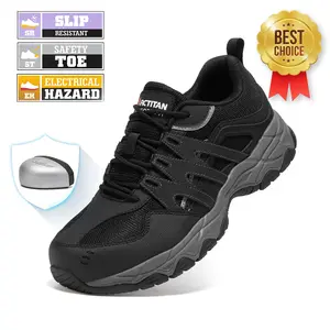 Steel Toe Work Shoes,Anti-smash Round Toe Work Boots,Wear-resistant &Breathable Anti-Slip Lightweight & Durable Work Safety Shoes,,2-in-1 Safety Shoes for Outdoor,Construction Site,Warehousing, Logistics,Truck Drivers and Manufacturing