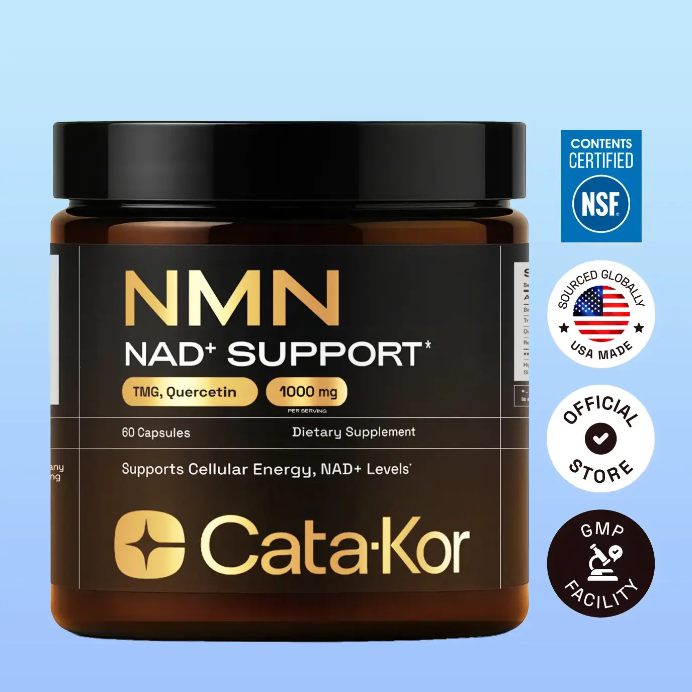 NMN Dietary Supplement - 1000 mg Complex with Quercetin, TMG, Resveratrol - Supports Cellular Energy & NAD+ Levels - Vitamin Wellness Supplement for Health Nutrition