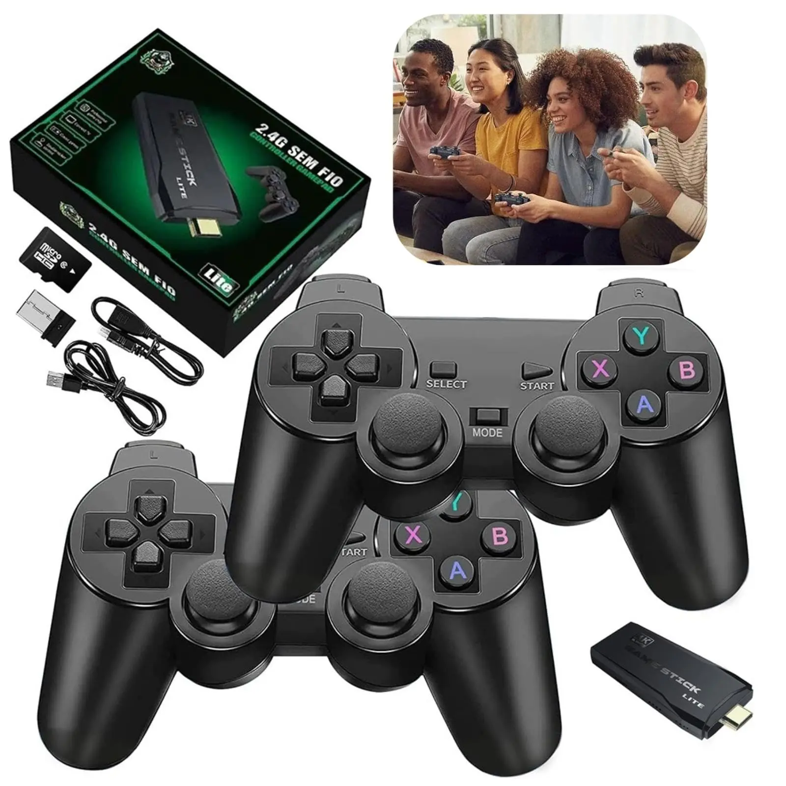 【10,000+ Games, 】M8 Wireless Retro Game Console Revisiting Classics: 4K Retro Game Stick with 9 Emulators, Wireless Controller – Perfect for Family Fun and Retro Gaming Enthusiasts!2.4GHz Controllers,64G