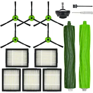 Replacement Parts Accessories for   J Series J5 J5+ J6 J6+ J7 J7+ J8 J8+ J9 J9+ Vacuum Cleaner Attachment Kit, 1 Main Brush, 5 Side Brush, 5 Filter, 1 Caster Wheel (Not for Combo j7+/j9+)
