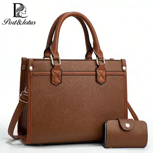 Medium Elegant Leather Handbag Set for Women with Top-Handle & Adjustable Shoulder Strap with Built-in Wallet