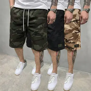 Men’s 3-pack camouflage cargo shorts with multiple practical pockets and an adjustable drawstring waist; lightweight summer shorts suitable for outdoor activities, travel, everyday casual wear, workwear, and beach outings; loose fit, comfortable fabric; i