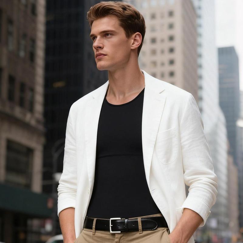 Nebility Men’s Silky Soft Compression Shapewear Tank, Slimming Body Shaper Vest with Waist & Chest Support, Stretchy, Odor-Resistant, Breathable Muscle Tank for Daily Comfort, Menswear, Tanktop