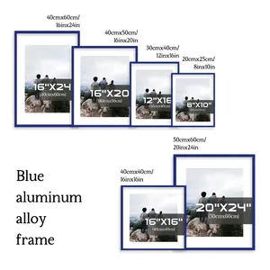 Aluminum Frame with Acrylic Front - 8x10 12x16 16x24 Inch Shatterproof Photo Frame, Crystal Clear Wall Art Display for Home/Office - Lightweight, Easy to Hang (Blue) Decor  Hanging