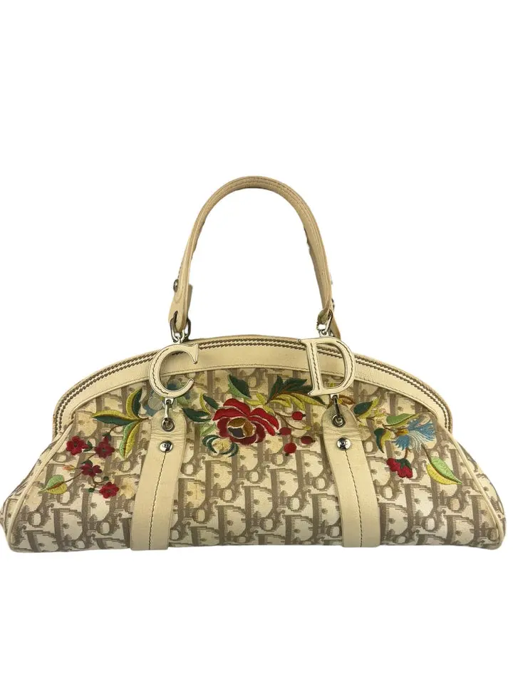 Pre-owned Dior Flower Shoulder Bags Christian Vintage Monogram Frame Satchel Hand Bag