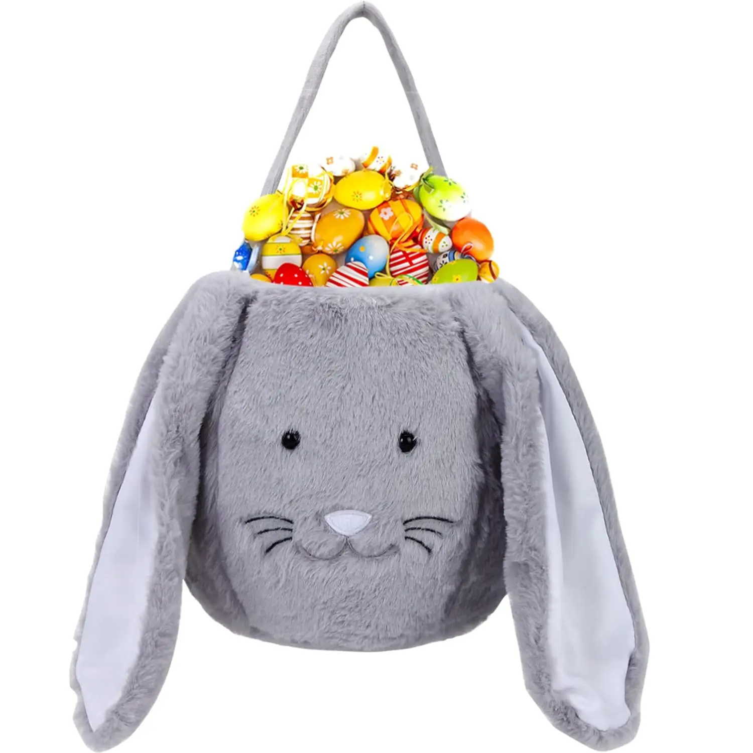 Plush Easter Bunny Basket, Monogrammed Bunny Easter Buckets with Long Plush Ear, Egg Hunting Easter Gift Bags, Easter Tote Bags for Easter Decorations Candy Gifts… TINVSKQQKJ
