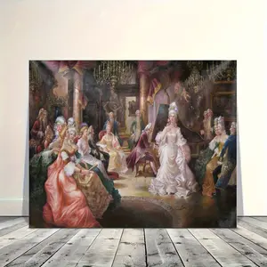 JIT 1pc Elegant Court Nobility Canvas Wall Art, Wooden Framed Tapestry Print for Living Room, Bedroom, Office Decor, Unique Gift for Weddings, Engagements, Housewarming