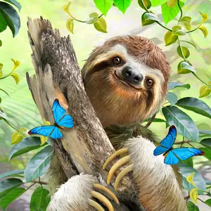 Sloth Among the Butterflies | 143 Pieces | Sloth Puzzle
