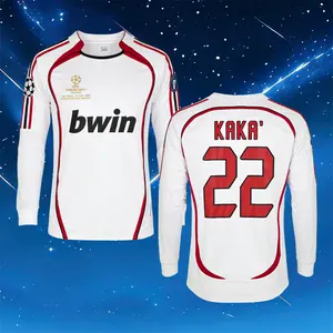 06-07 Fans Version Away NO.22 White  Long Sleeve Soccer Jersey