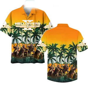 Hell Super Earth For Democracy Coconut Hawaiian Shirt, Super Earth Democracy Coconut Graphic Hawaiian Shirt