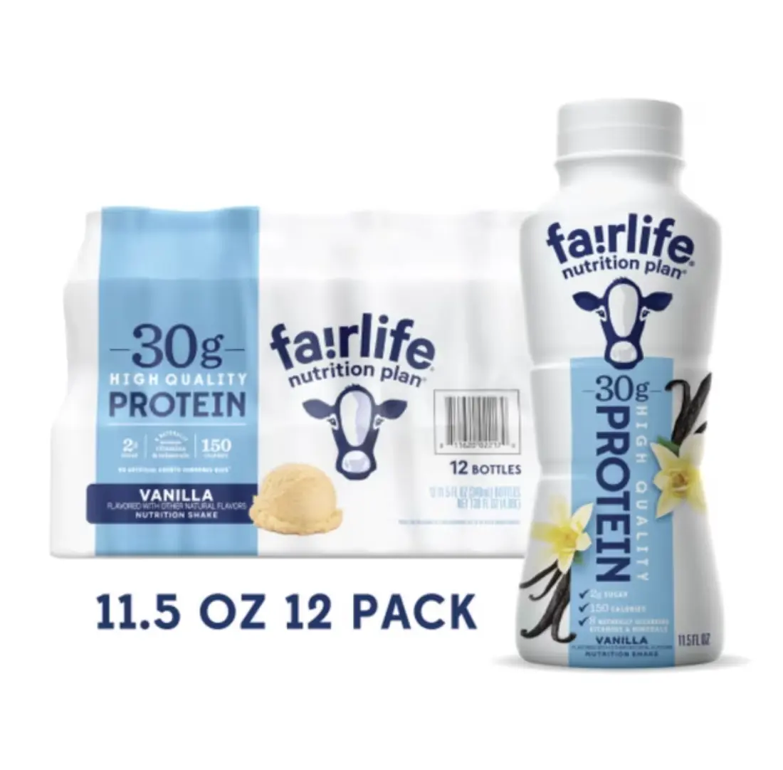 Fairlife Nutrition Plan 30g Protein Shake, Vanilla, 11.5 fl. oz., 12 Pack.