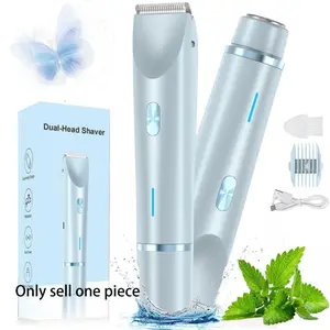 Electric Hair Trimmer, 1 Box Portable Electric Shaver with Rechargeable Hair Removal Dual Heads, Waterproof Hair Removal Tool for Underarm, Body, and Facial