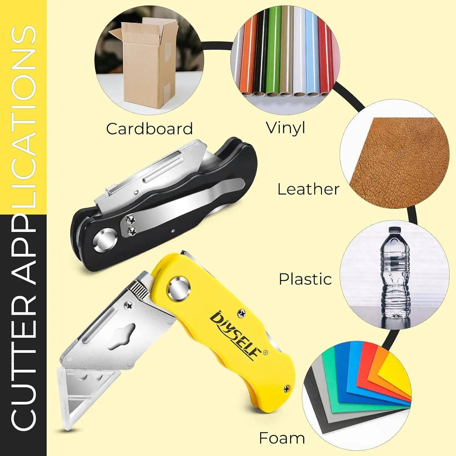 3 Pack Retractable Cutting Tool Set with 10pcs 18mm Replacement Blades Compact Carton and Cardboard Opener