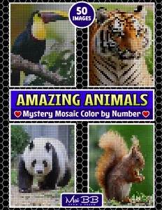 Amazing Animals Mystery Mosaic Color by Number: A Stress-Relieving Adventure in Colorful Animal Mosaics for Adults