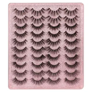 20 Pairs False Eyelashes 3D Faux Mink Lashes Natural Look Wispy Fake Eyelashes ALPHONSE 16-20MM Fluffy Volume Long Thick Lashes Pack 5 Styles Mixed Makeup Cosmetic