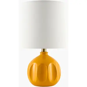 Soft Orange Modern Table Lamp with global details for bedside or console tables
