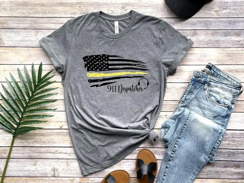 911 Dispatcher Shirt, Thin Yellow Shirt, Dispatcher Flag Shirt