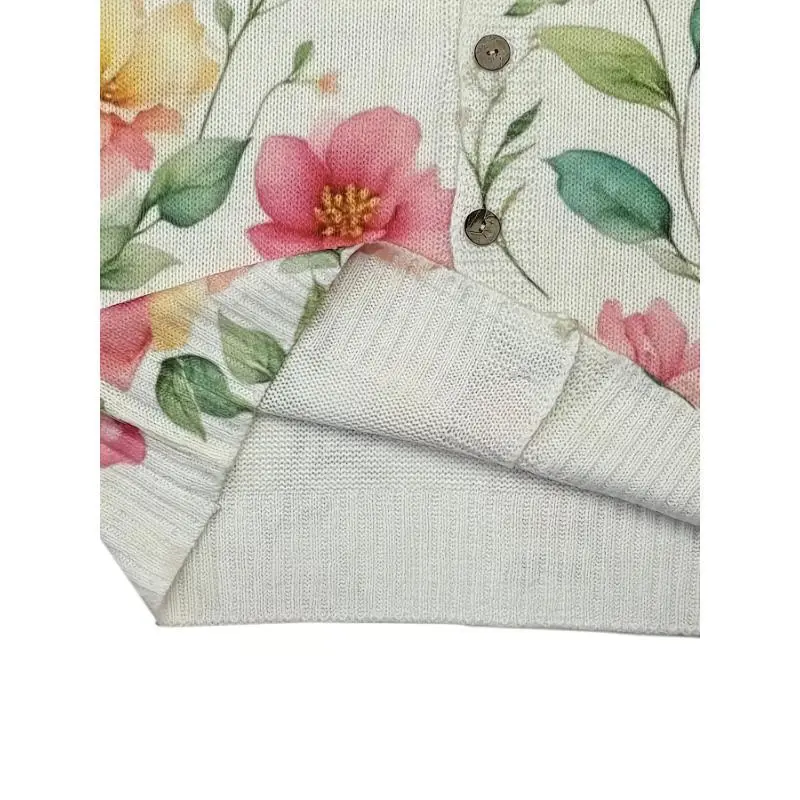 Women's 3D Printed Cardigan - Vibrant Flower Lightweight Long Sleeve Sweater, Round Neck Polyester Knitted with Button Fabric Knitted Casual Women's Top Knitted Women's 3D Printed Cardigan - Vibrant Flower Lightweight Long Sleeve Sweater, Round Neck Polyester Knitted with Button Fabric Knitted Casual Women's Top Knitted