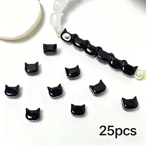 25pcs 6x7mm Cat Head Glass Beads, Lampwork Jewelry Making, DIY Bracelet Necklace Earring Craft Supplies, DIY Craft Embellishments, Fun Cat Design, Semi-Transparent