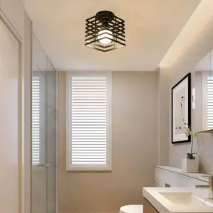 Ceiling Light, Industrial Style Lantern Metal Cage Pendant Lamp, E27 Socket, Suitable for Restaurant, Bedroom, Hallway, Entryway, Balcony Decor