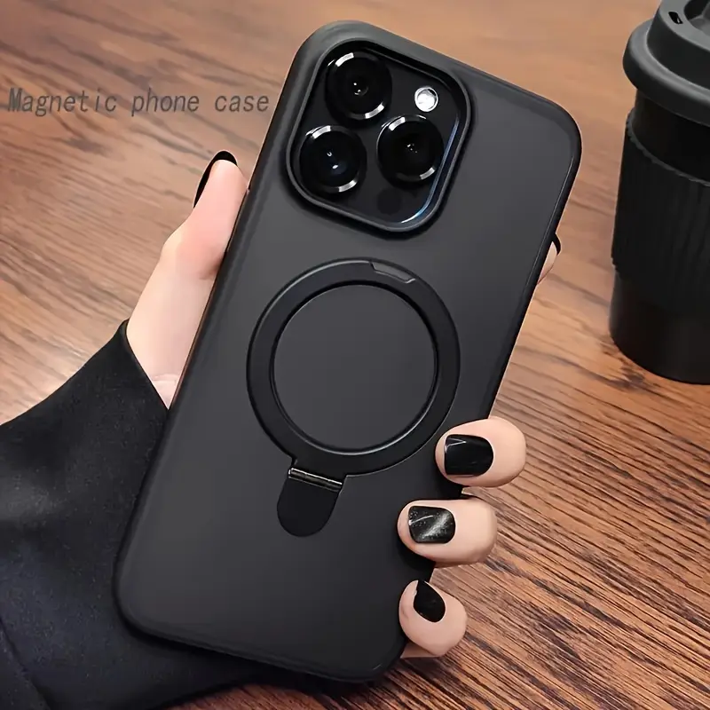 [1pc Luxury Magnetic Phone Case] Ifor Iphone 11/12/13/14/15/16 Pro Max Plus, Luxury Magnetic Holder Armor Shockproof Wireless Charging Phone Case with Hard PC Back Cove 2025