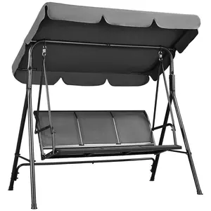 Costoffs 3-Seat Outdoor Patio Swing Chair - Outdoor Furniture, Weather-Resistant Glider with Adjustable Canopy, Breathable Texteline Fabric,summervibes