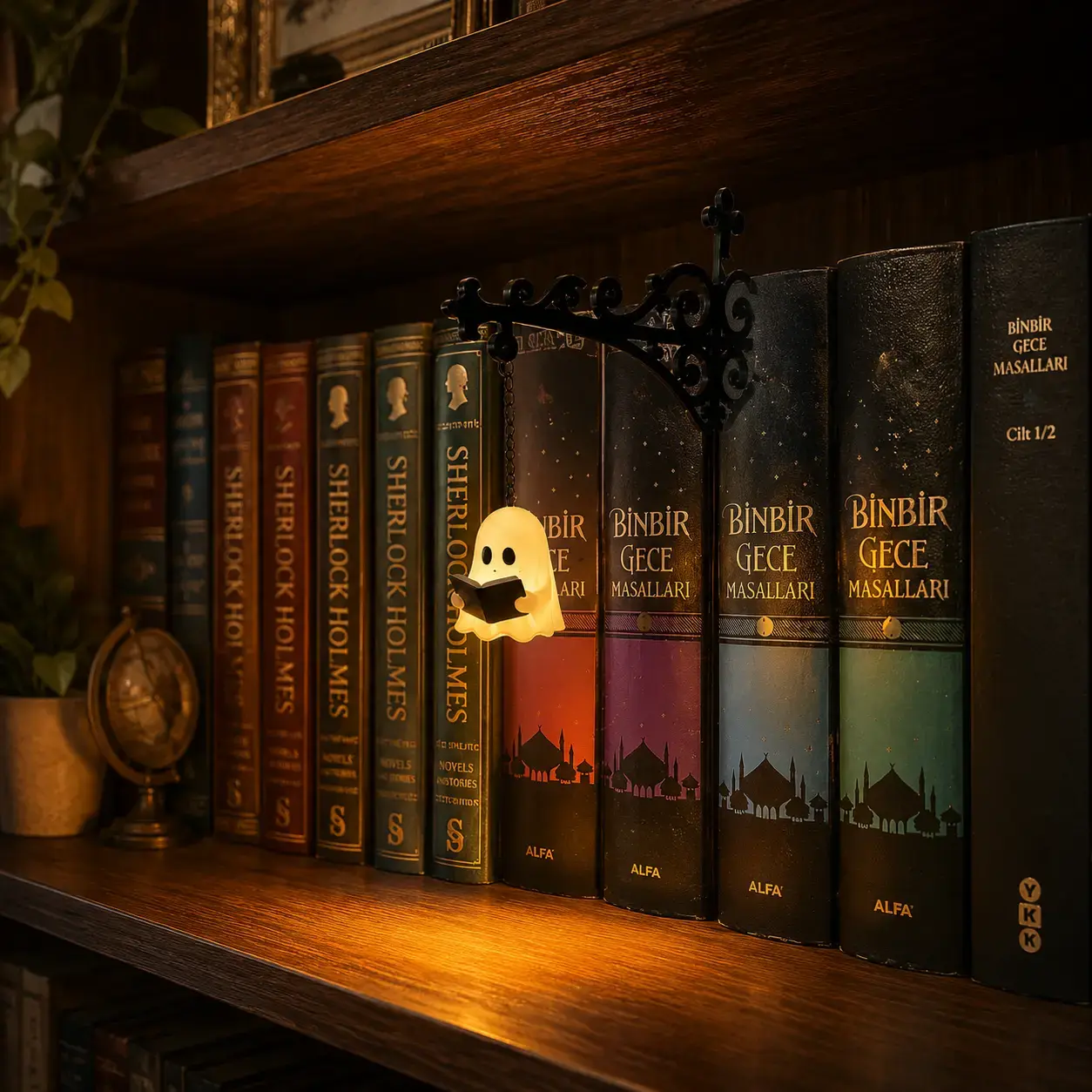 Library Lantern Mini Bookshelf Lamp, Vintage LED Book Nook Light, Bookshelf Lamp Between Books, Nook Lume Book Shelf Lantern, Warm Amber Book Nooks Lume Lights for Book Lovers