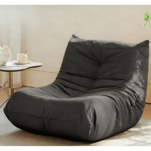 Gray Caterpillar Shaped Armless Accent Chair Flannelette Corduroy Button Tufted High Density Memory Foam Anti-Slip Bottom Lightweight Compressed Lazy Lounger Chair for Living Room Bedroom Gaming Space