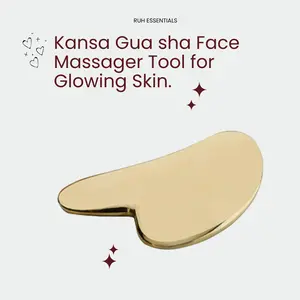 Ruh Essentials Kansa Gua Sha Face Massager Tool for Glowing Skin - Copper & Tin Blend for Blood Circulation & Lymphatic Drainage - Ergonomic Design for Comfortable Handling