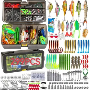 THKFISH 299PCS Bass Fishing Lures  Kit- Secret Weapon Soft Baits with Frogs,  Worms,Crankbaits,Jigs & Spinnerbaits -Soft & Hard Baits Lifelike Swimbaits Kit with Tackle Box Included for Freshwater Saltwater