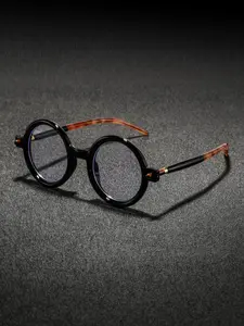 Men's PC Round Full Frame Classic Vintage Casual Fashion Glasses, Round Frame Eyeglasses, Trendy Casual Frames, Trendy Street Style Unisex Eyewear, Versatile Flat Light Lens