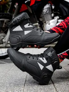 Men's Motorcycle Riding Boots, Anti-Slip Durable Comfortable Racing Shoes, Waterproof Safety Design, Ideal for Motorbike Enthusiasts, Motorcycle Combat Boots