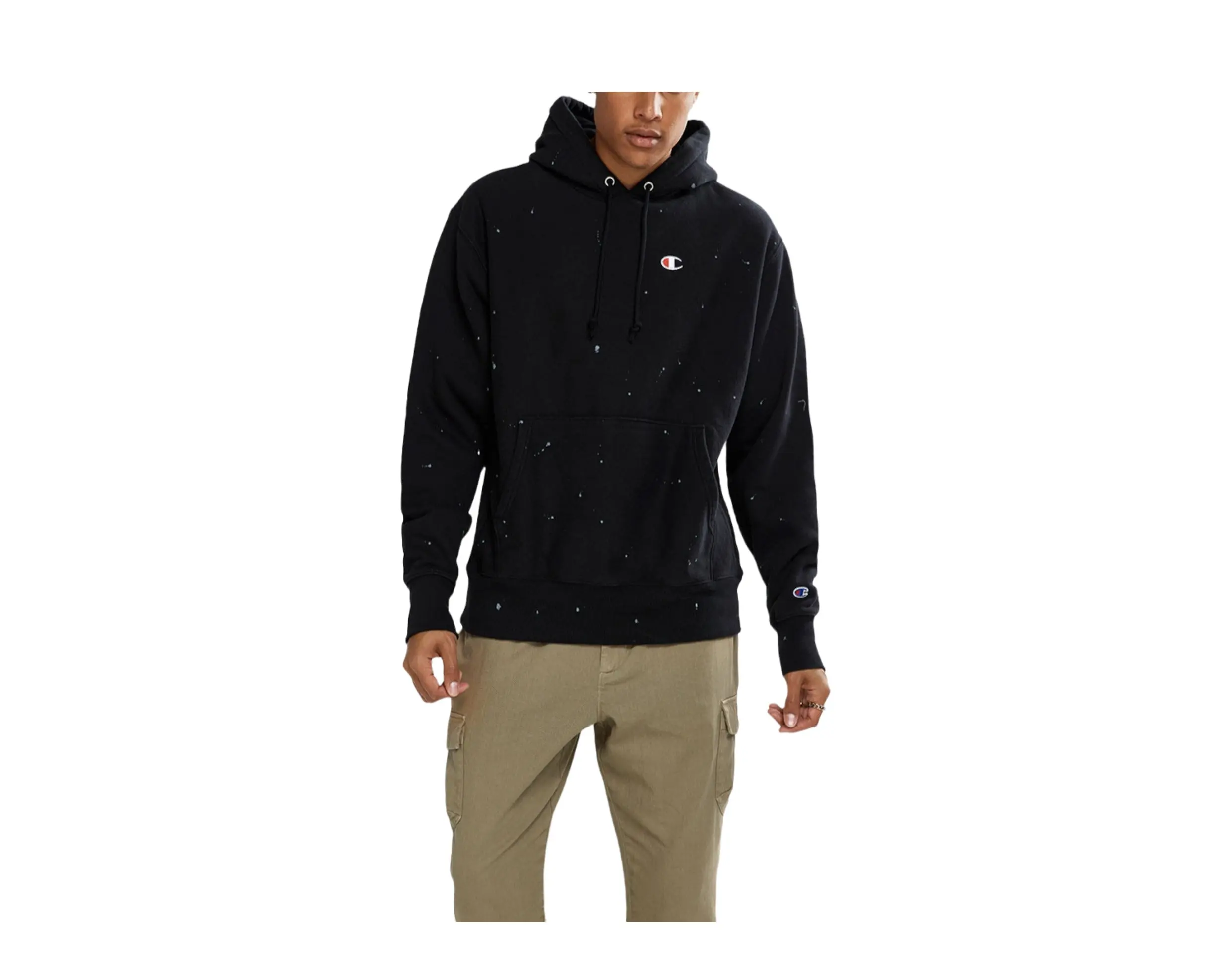 Champion C Life Reverse Weave Paint Splatter Candid Hoodie in Blue | Pullover