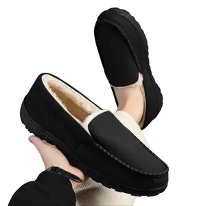 Men's Indoor Outdoor Anti-Slip Memory Foam Moccasin Slippers Beige Brown Black Thick Cushioned Warm Plush Casual Soft Footwear Walking Shoes KnitGift