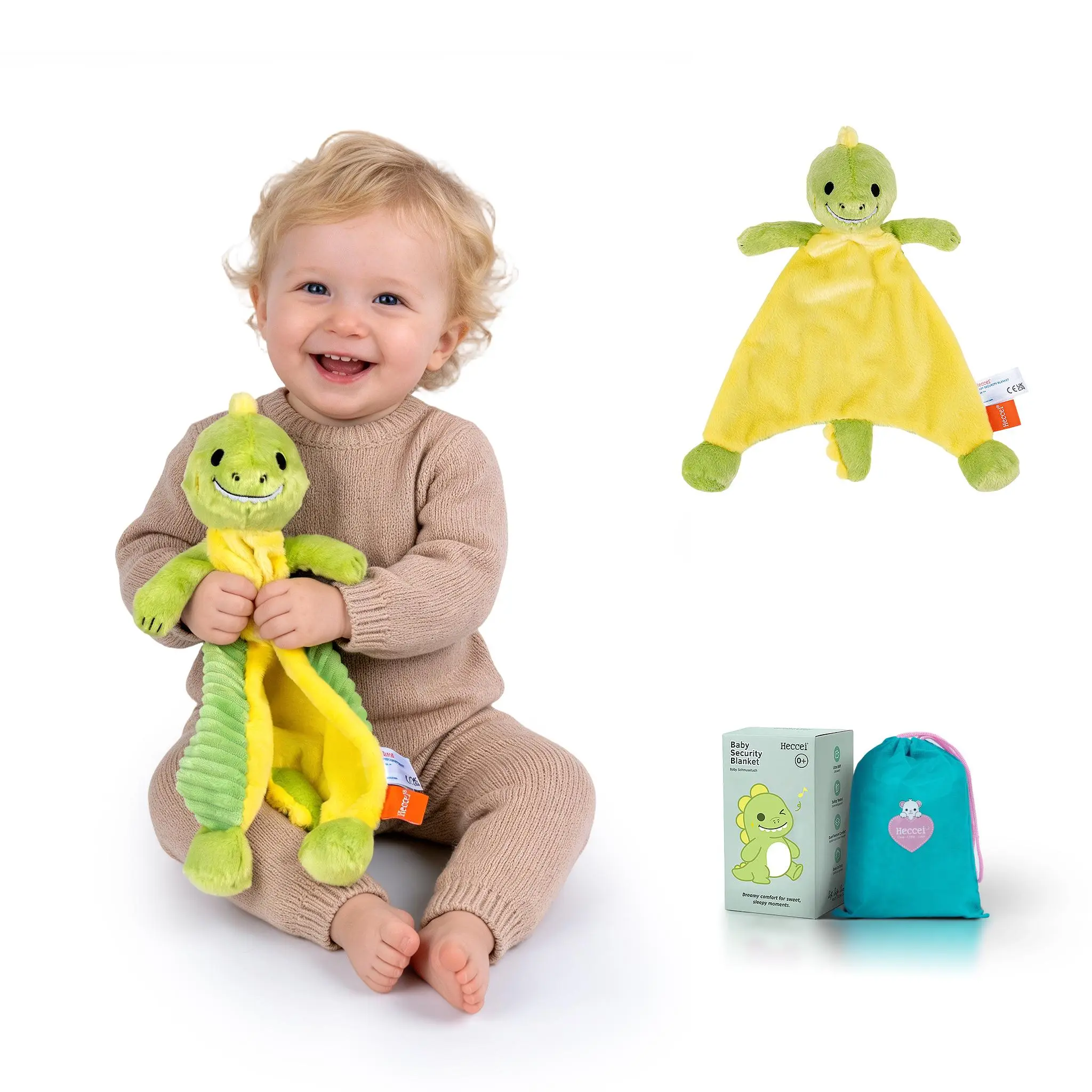 Heccei OEKO-TEX Certified Baby Security Blanket, Ultra Soft Lovey Snuggle Toy for Newborns, Sensory Animal Pottyrex Cuddle Blanket, Gift-Ready Essential for Boys & Girls Essential 0M+