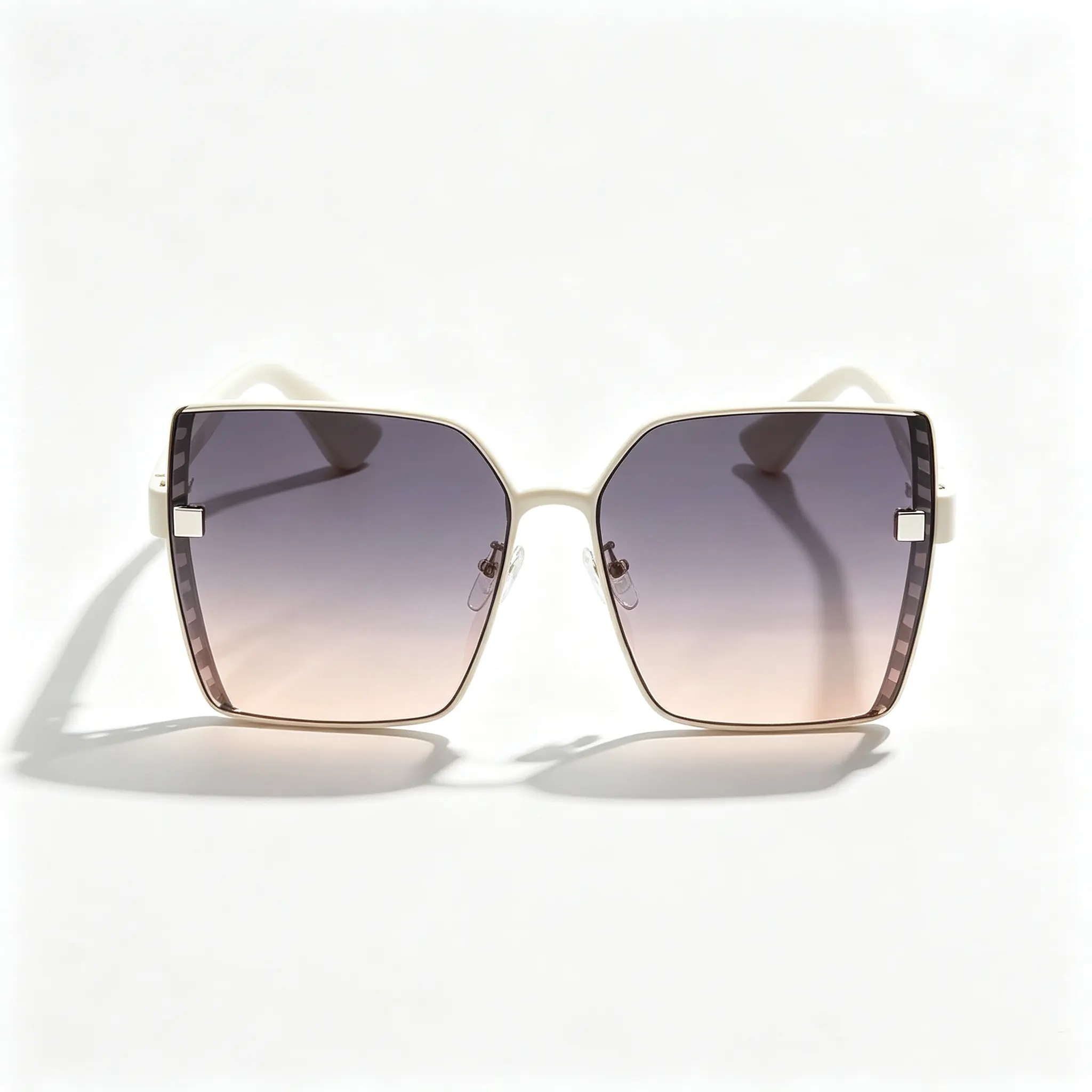 Oversized Square Sunglasses for Women White Frame Purple Pink Gradient Lens UV400 Protection Fashion Designer Style Large Frame Sun Glasses