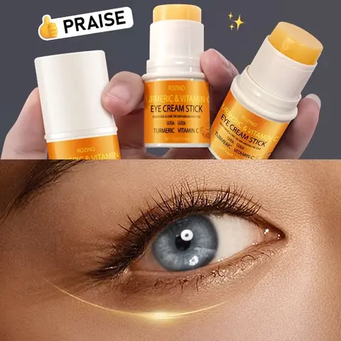 ROZINO Turmeric Base Eye Cream Stick - Balm Stick & Firming Repair Eye Treatments, Hydrate, Anti Wrinkle, Brightening, Skin Plumping, Fine Line-Fading, Elasticity-Restoring, 24hr Glow Skincare