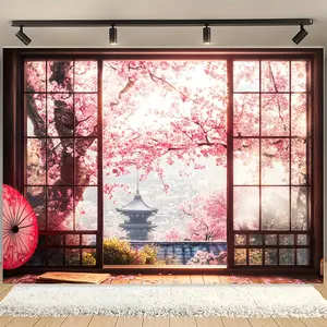 1 piece of wall tapestry, depicting the beautiful scene of blooming cherry blossoms. With a delicate digital painting style, it is suitable for decoration in living rooms, bedrooms, and offices, creating a warm atmosphere.