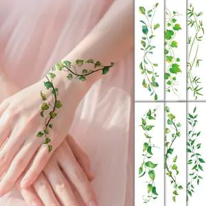 6 Pcs Leaf and Vine Temporary Tattoo Stickers, Waterproof Fake Tattoos for Women, Party, Holiday Decor, Arm, Chest, Shoulder, Waterproof Realistic Tattoos