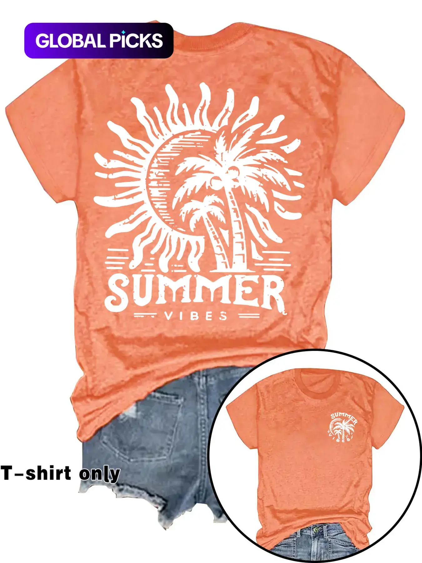 Women's Letter & Tropical Palm Tree Print Round Neck Tee, Casual Short Sleeve Crew Neck T-Shirt for Summer, Fashion Women's Top for Daily Wear Everyday Womenswear Style
