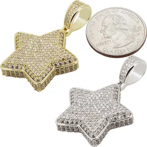 14k Yellow/White Gold Plated AAA Cubic Zirconia Star Pendant