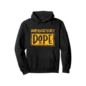 Men's Afro-Inspired Hoodie - Unapologetically Dope Graphic Print, Ultra-Black & Yellow Sweatshirt For Men, Casual Pullover Hooded Sweater For Casual Attire & Statement Outfits, Relaxed Fit With Bold Yellow Lettering, Machine Washable & Dry Cleanable