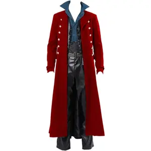 Runcati Mens Gothic Steampunk Vintage Jacket Medieval Renaissance Victorian Frock Coat Halloween Costume Tailcoat